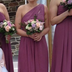 Long One-Shoulder Crinkle Chiffon Dress